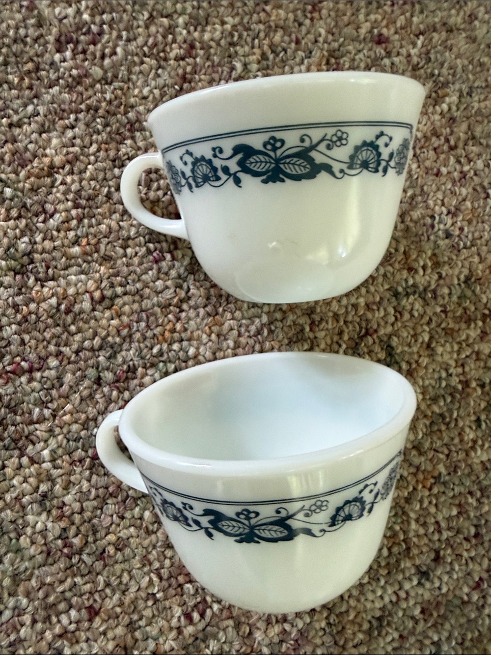 2 Pyrex "Old Town Blue" pattern coffee cups
